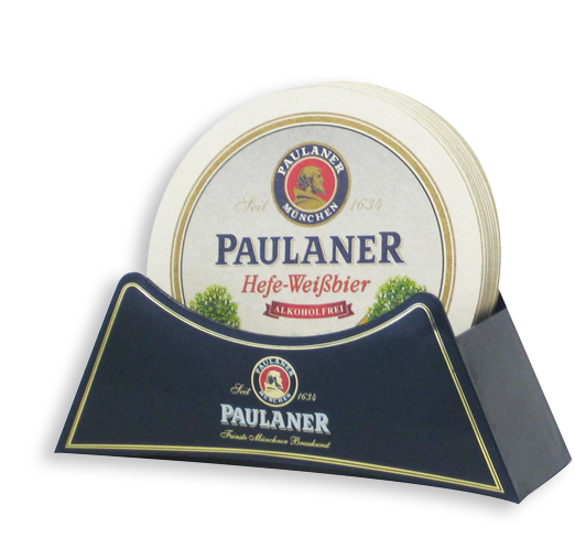 Sonderform Bierdeckelhalter Paulaner