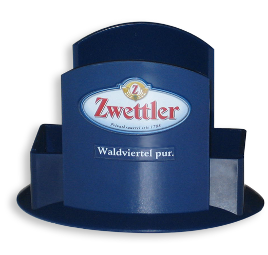 Sonderform Bierdeckelhalter Zwettler